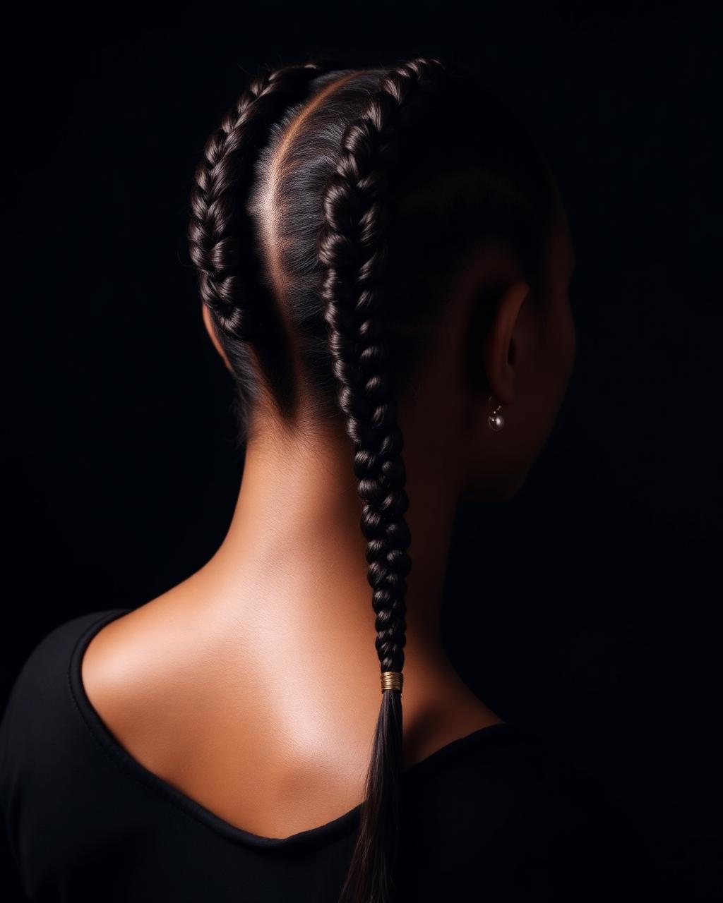 Detailed cornrow braiding pattern